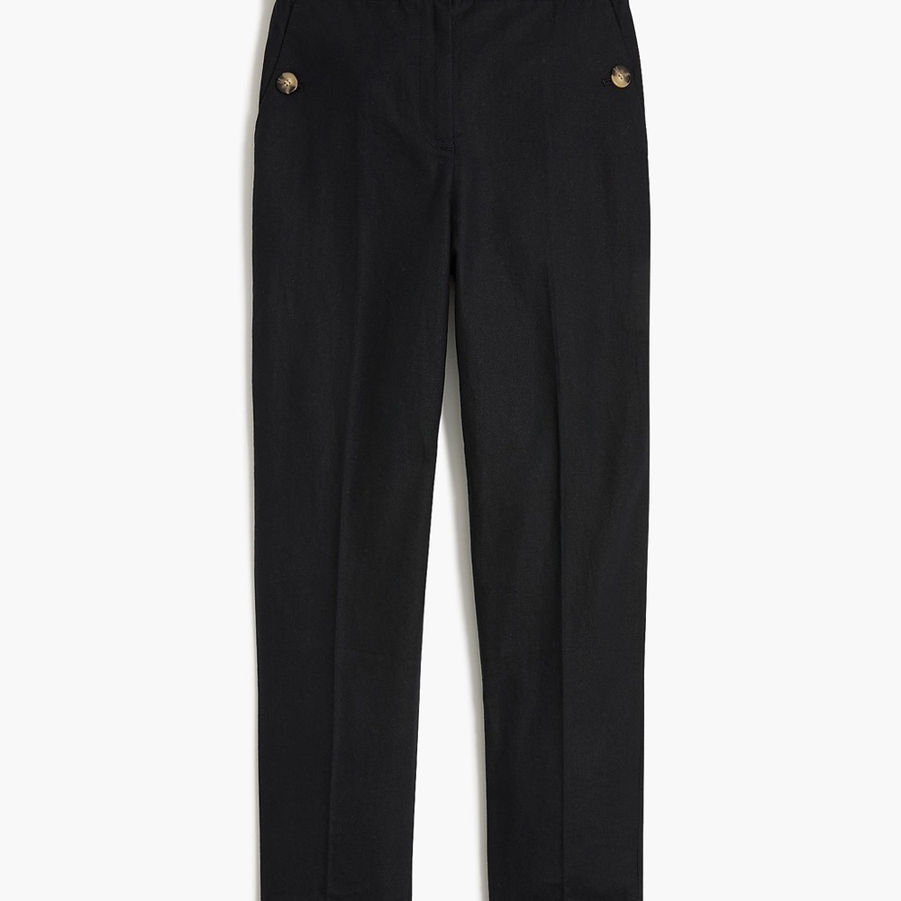 J Crew Linen-cotton blend elastic-back sailor pant size 6